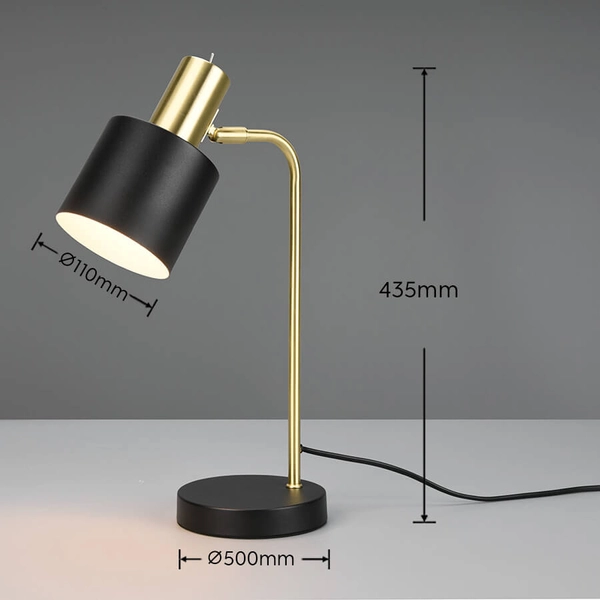 Lampka nocna do sypialni ADAM R51041080 metalowa czarna złota