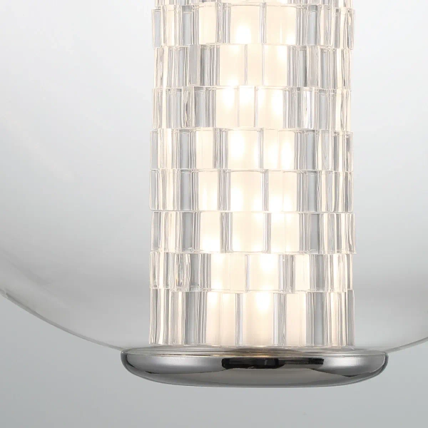 Szklana lampa wisząca kula Atomo QN-ATOMO-1P-PC LED 9W 3000K srebrny