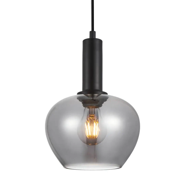 Szklana lampa wisząca Stabla PND-30084-1-BK-SG czarna przydymiona