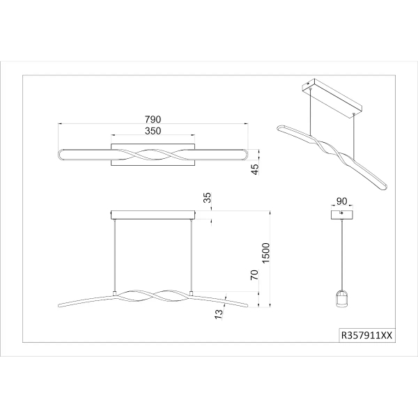 Wisząca lampa do salonu GINKO R35791166 LED 18W 3000K beżowy