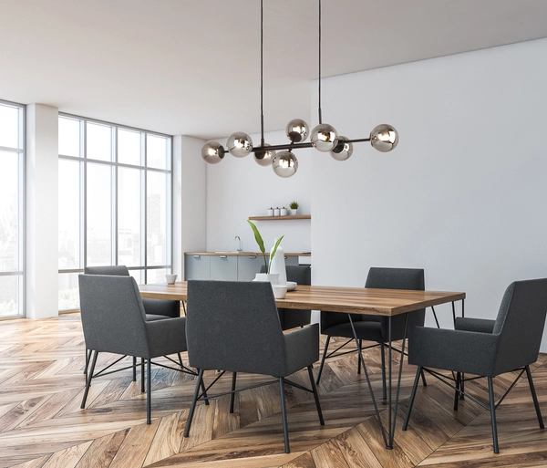 Modernistyczna LAMPA wisząca ERIMIDA PND-2244-8A-BL Italux loftowy ZWIS szklane kule zwis czarny