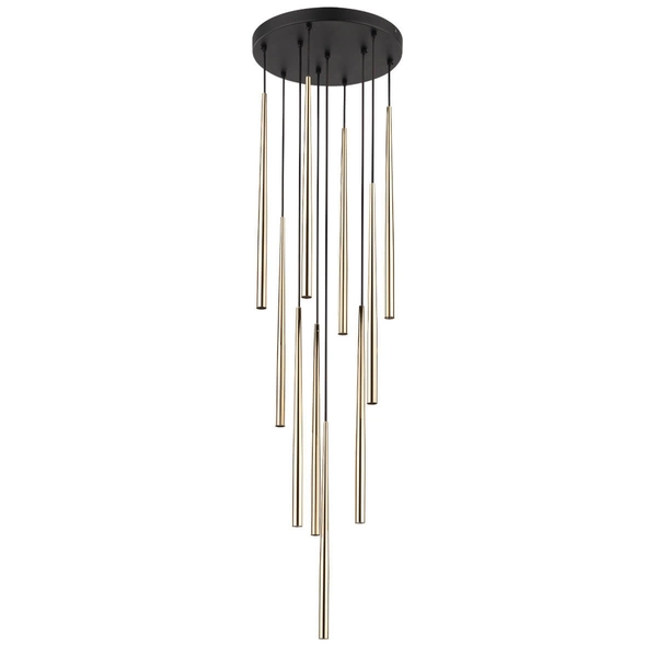 Lampa zwisająca Piano 10118 rurki tuby do sypialni złota czarna