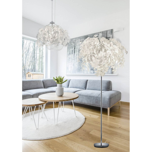 Stojąca lampa Leavy R40463001 RL Light liście metalowa chrom biały