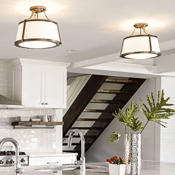 Sufitowa lampa tkaninowa Charlotte HK-CHARLOTTE-SF-BC złoty