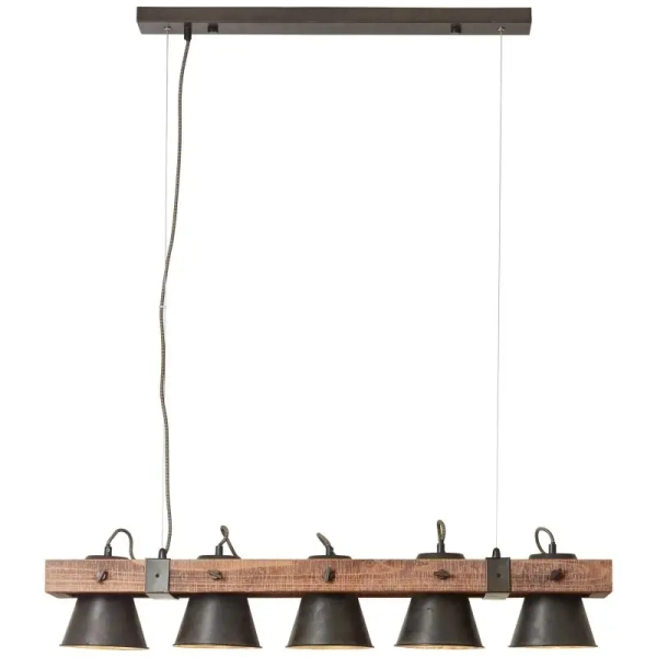 Industrialna lampa wisząca Plow 82175/46 metalowa drewniana czarna