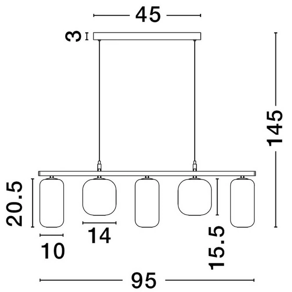 Wisząca lampa szklane tuby ANUCO LE44612 LED 19W 3000K szary
