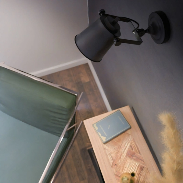 Regulowana lampa ścienna Detroit kinkiet do czytania czarny