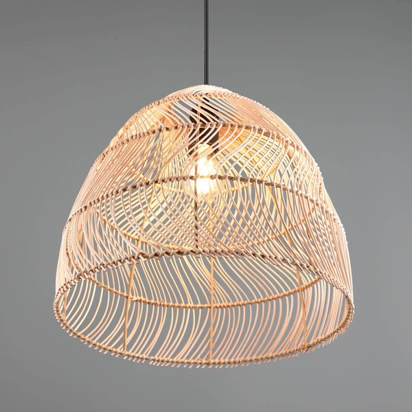Wisząca lampa Rike R31131036 japandi eko naturalna drewniana czarna