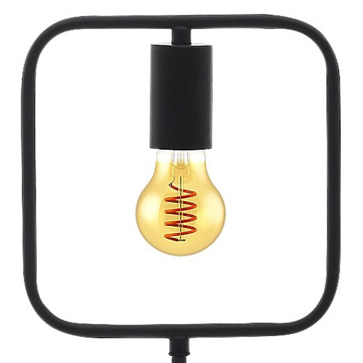 Industrialna lampka stołowa Rufin 3219 metalowa ramka czarna drewno