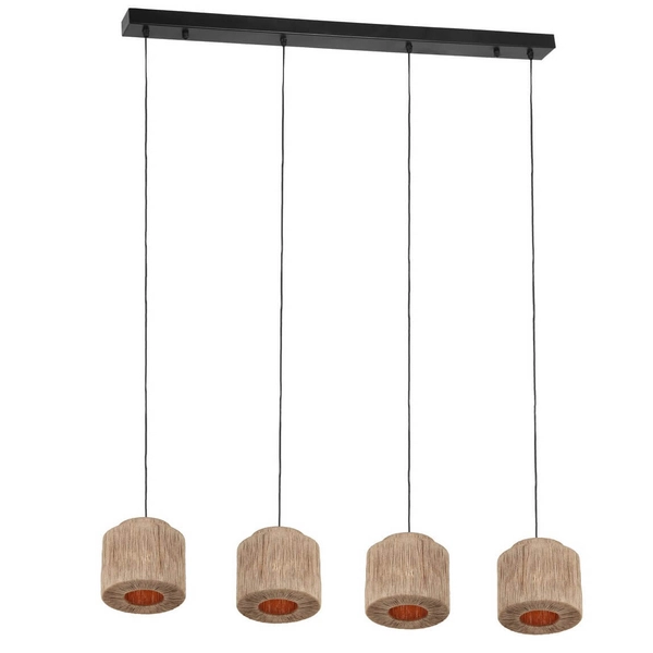 Wielopunktowa lampa wisząca SMILLA 366800436 boho z juty beżowa czarna