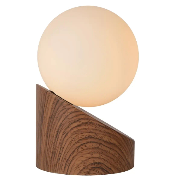 Dotykowa lampa nocna Len 45561/01/70 Lucide okrągła kula biała drewniana