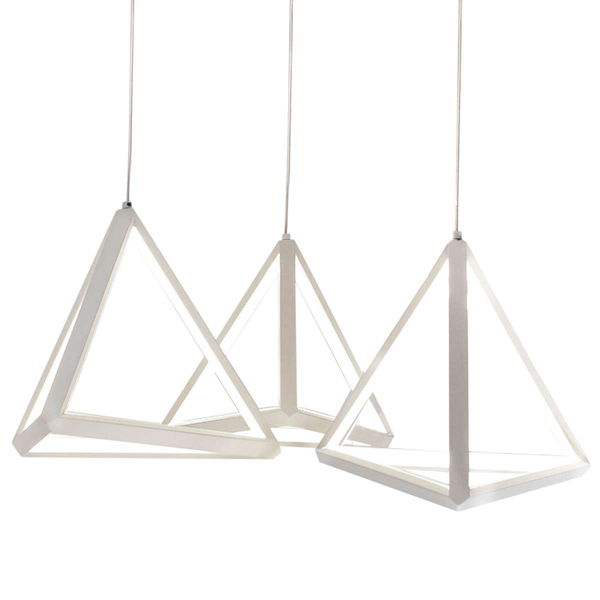 LAMPA wisząca TRÓJKĄTY LED 80W 3000K 310477 Polux okrągła OPRAWA geometryczny ZWIS kaskada biała