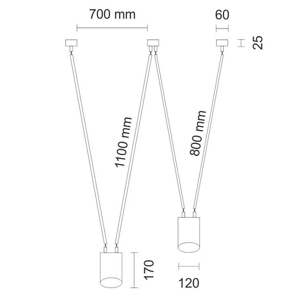 LAMPA wisząca VIWIN 9021 Shilo tuby OPRAWA metalowy zwis czarne