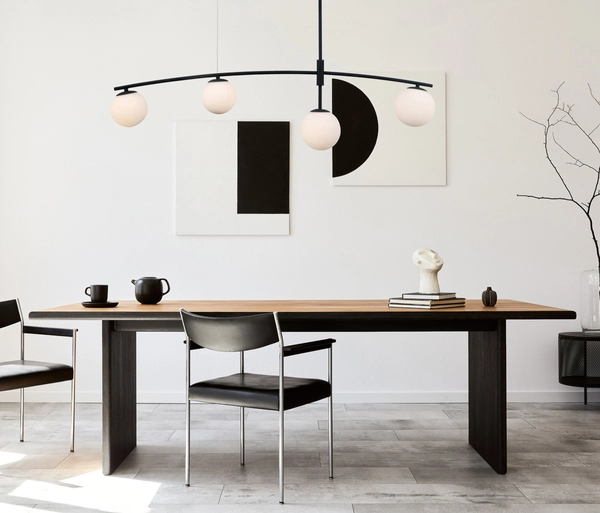 Modernistyczna LAMPA wisząca SENAI PND-31322-4A-SB Italux metalowa OPRAWA szklane kule zwis czarny