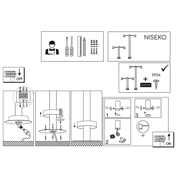 Słupek zewnętrzny stojący Niseko 9922 Shilo IP54 tuby metalowy czarny
