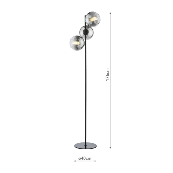 Kulista podłogowa lampa Lycia LYC4922 kule szklane czarne przydymione