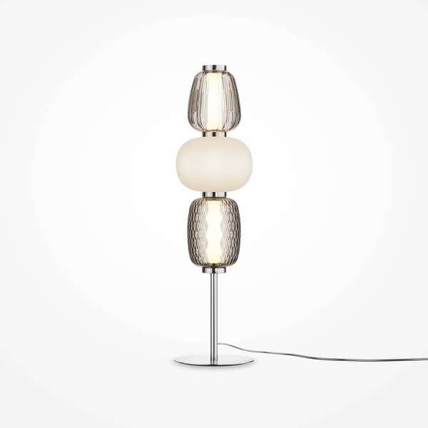 Stołowa lampka Pattern MOD267TL-L28CH3K LED 28W 3000K chrom biała szara