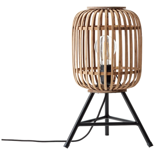 Stołowa lampka tuba Woodrow 93775/20 bambusowa beżowy czarny