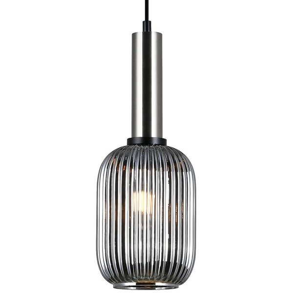 LAMPA wisząca ANTIOLA PND-5588-1M-SC+SG Italux szklana OPRAWA loftowy zwis plisowany nikiel przydymiony