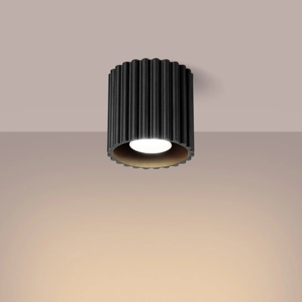 Sufitowa lampa downlight AURA czarna SL.1784 ryflowana do salonu