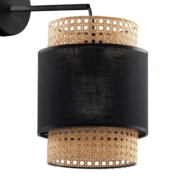 Ekologiczna lampa ścienna tuba Boho 6550 TK Lighting ratanowa czarna