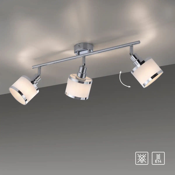 Potrójna lampa sufitowa ACCOR chrom biała reflektory regulowane do jadalni 15373-17