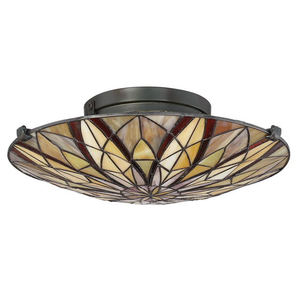Sufitowa lampa tiffany Victory QZ-VICTORY-SF okrągła brązowa kolorowa
