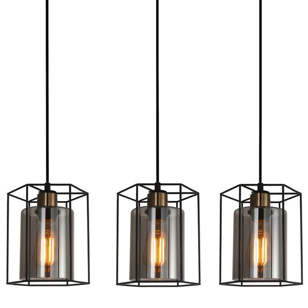 Druciana LAMPA wisząca KALULA PND-78901-3-BK+SG Italux industrialny zwis do jadalni czarna