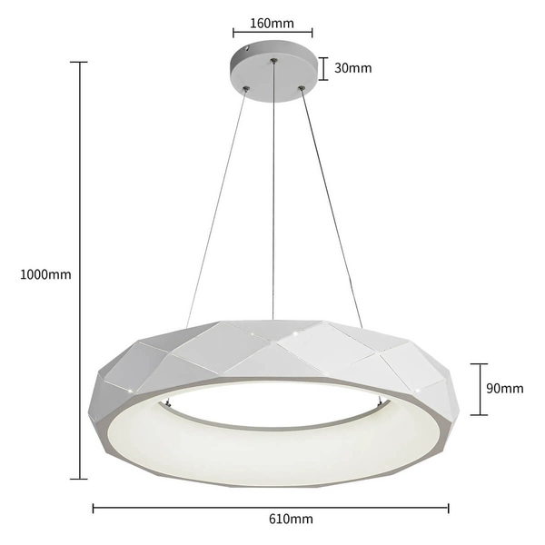 Geometryczna LAMPA wisząca REUS LP-8069/1P LED WH Light Prestige okrągła OPRAWA metalowa LED 36W 4000K pierścień ring zwis biały