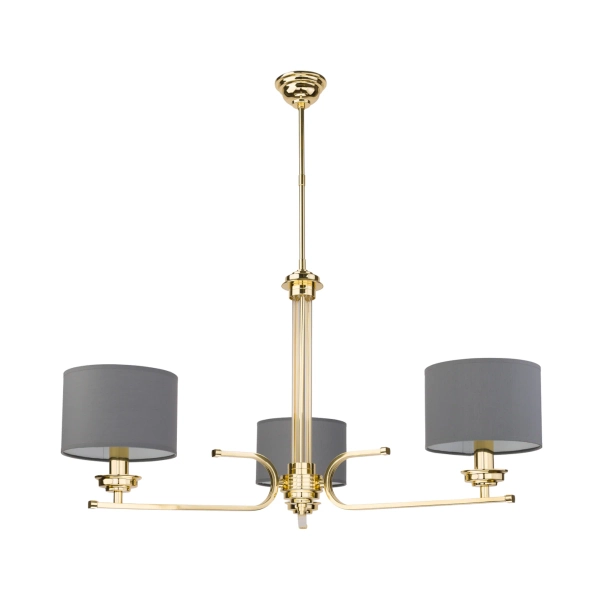 Potrójna lampa wisząca Bolt BOL-ZW-3 (Z) z abażurami mosiądz szara
