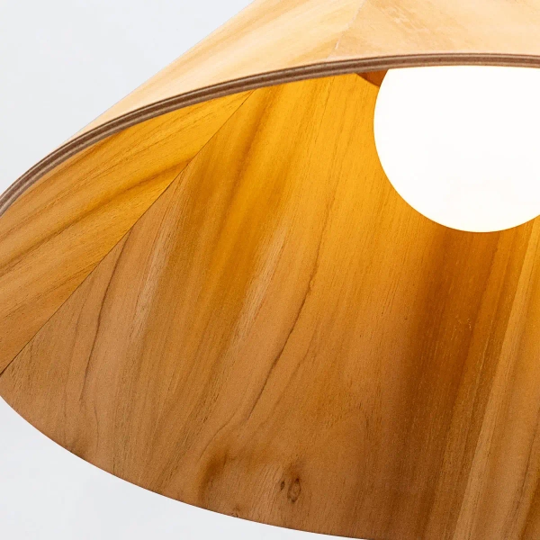 Lampa wisząca drewniana Conical QN-CONICAL-P-M-TEAK nad stół brązowy
