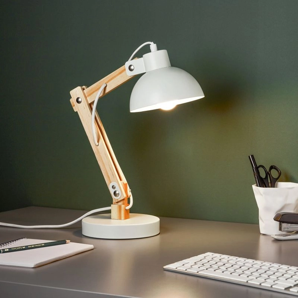 Biurkowa lampa Moda 98979/05 z regulacją drewniana biała