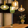 LAMPA wisząca MALOTO 45386/30/33 Lucide loftowa OPRAWA szklany zwis zielony mosiądz