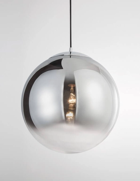 Wisząca lampa loftowa Caleta kula do holu chrom przydymiona