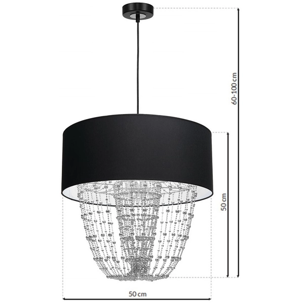 LAMPA wisząca ALMERIA MLP6432 Milagro okrągła OPRAWA abażurowy ZWIS crystal glamour czarny chrom