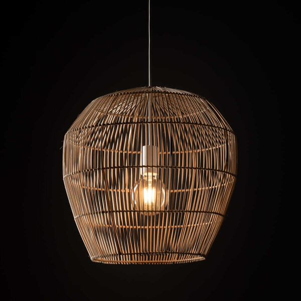 Bambusowa lampa wisząca Haiti 11163 japandi do kuchni cage koszyk biała
