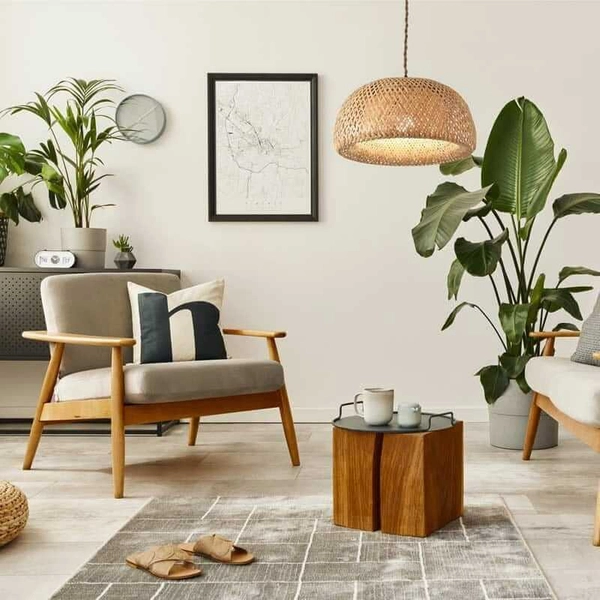 Bambusowa lampa zwis Boho ABR-NLW36-BH-E27 Abruzzo pleciona japandi brązowa