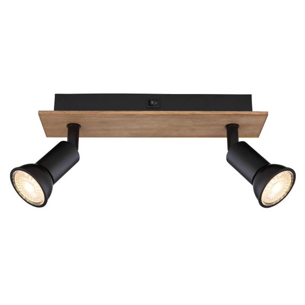 Sufitowa lampa kierunkowa Drew 57998-2W drewno czarna