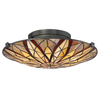 Sufitowa lampa tiffany Victory QZ-VICTORY-SF okrągła brązowa kolorowa