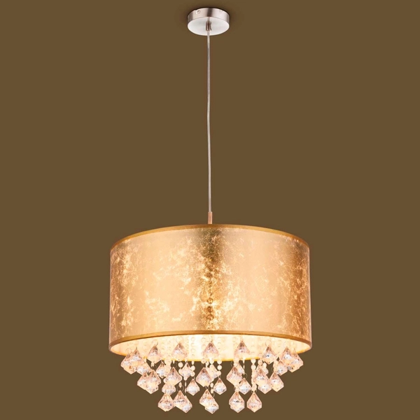 LAMPA wisząca AMY 15187H3 Globo okrągła OPRAWA abażurowa ZWIS z kryształkami glamour crystal złoty
