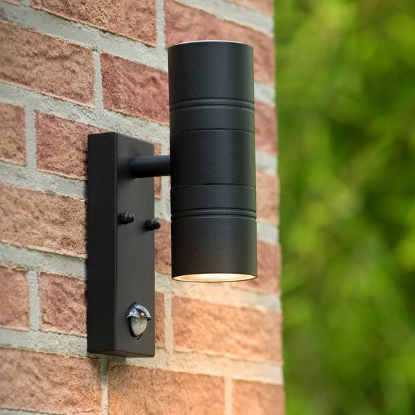 Elewacyjna LAMPA zewnętrzna ARNE 14866/10/30 Lucide ogrodowa OPRAWA ścienna outdoor z czujnikiem ruchu IP44 czarna