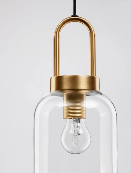 Stylowa lampa wisząca Banes do jadalni złota przezroczysta