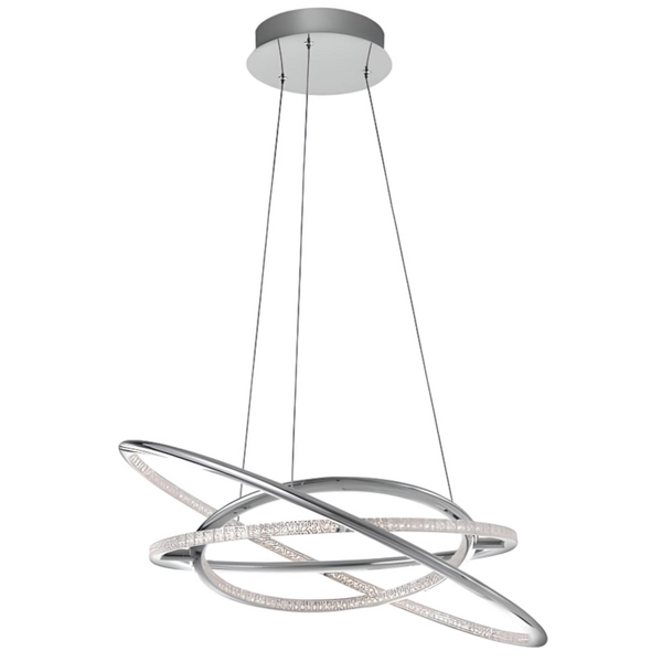 Futurystyczna lampa wisząca Lanus do salonu LED 55W srebrna