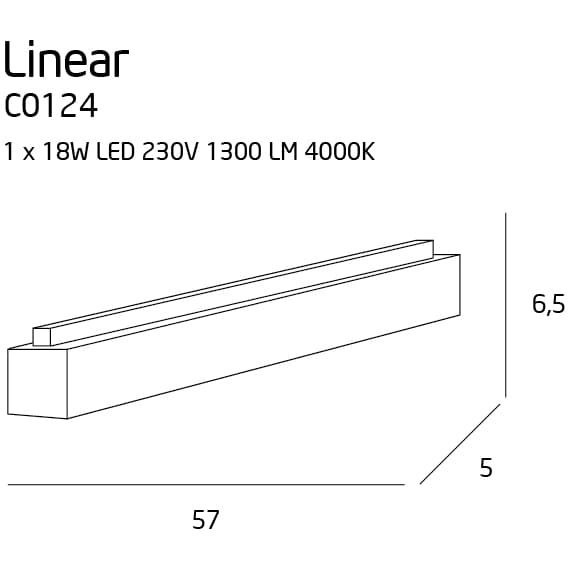 Oprawa sufitowa do przedpokoju LINEAR C0124 Maxlight LED 18W 4000K belka biała