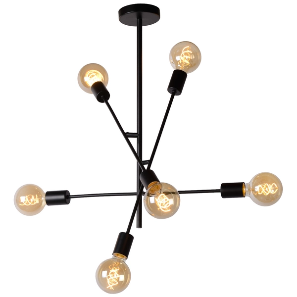 Industrialna LAMPA sufitowa LESTER 21119/06/30 Lucide metalowa OPRAWA loftowa molecular czarna