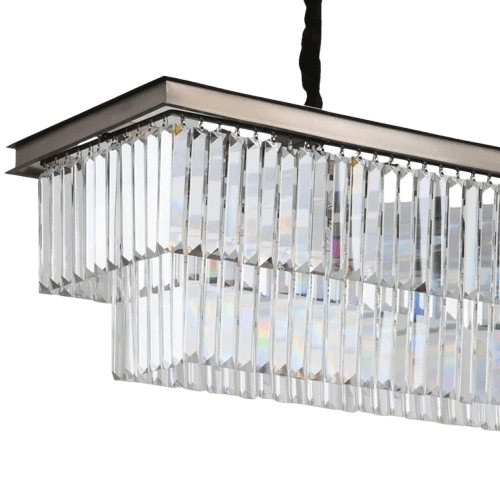 Prostokątna lampa wisząca Sparke Double MP0097B Step kryształki brąz