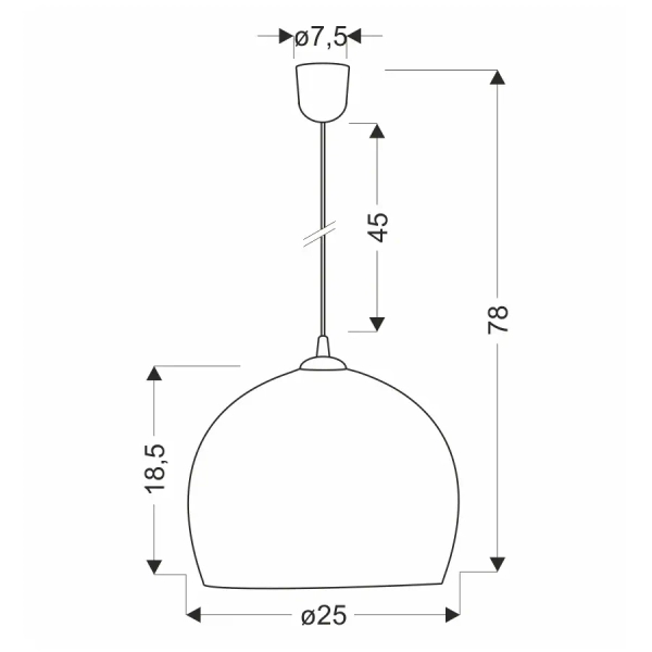 Wisząca lampa kopuła PONTE biała 31-48035 1xE27 do salonu szklana