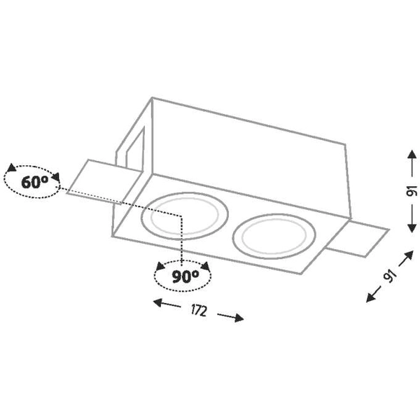 Wpust LAMPA sufitowa OMURA H 7312 Shilo metalowa OPRAWA wpuszczana prostokątna do zabudowy biała