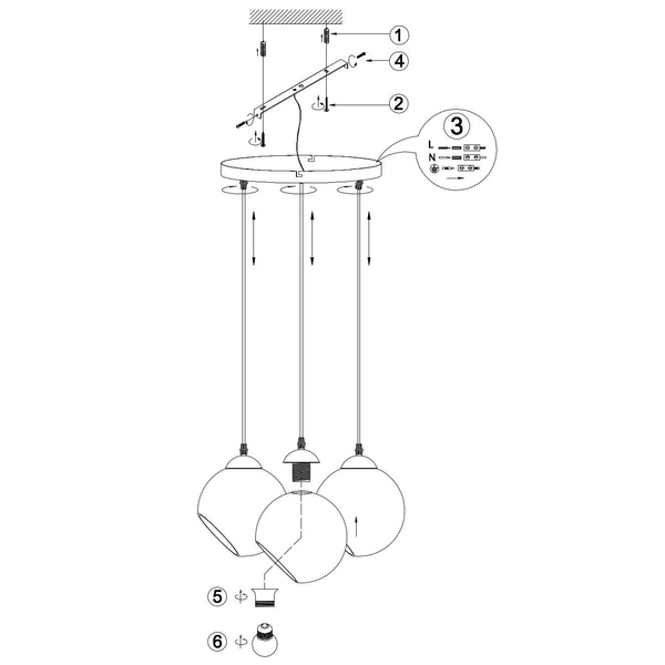 Loftowa LAMPA wisząca CLOONEY R30073054 RL Light skandynawska OPRAWA szklane kule ZWIS kaskada przydymiona chrom