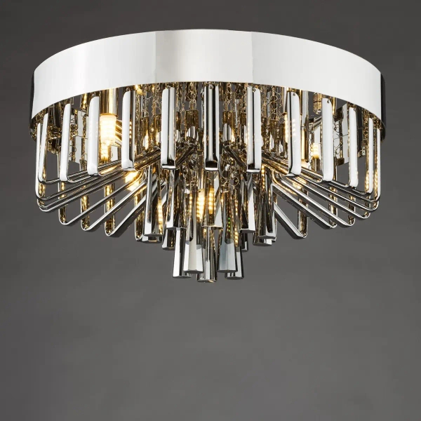Sufitowa lampa okrągła Olin OLI5410 do jadalni szklana chrom przydymiona